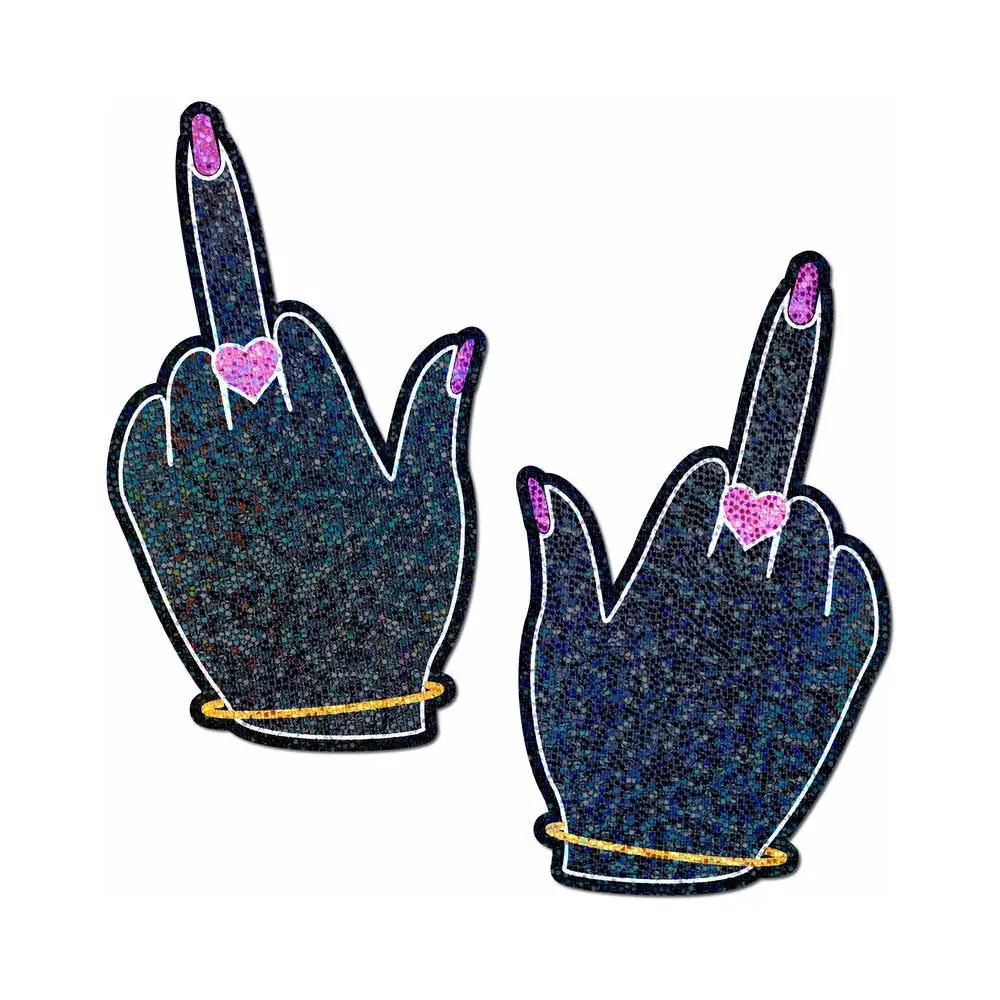 Pastease Glitter Fuck You Middle Finger Pasties by Pastease