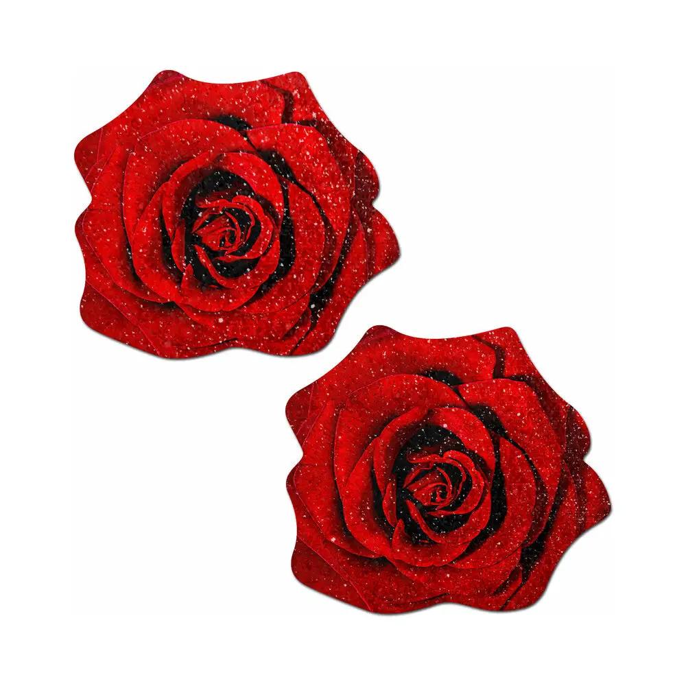 Pastease Glitter Blooming Rose Pasties Red by Pastease