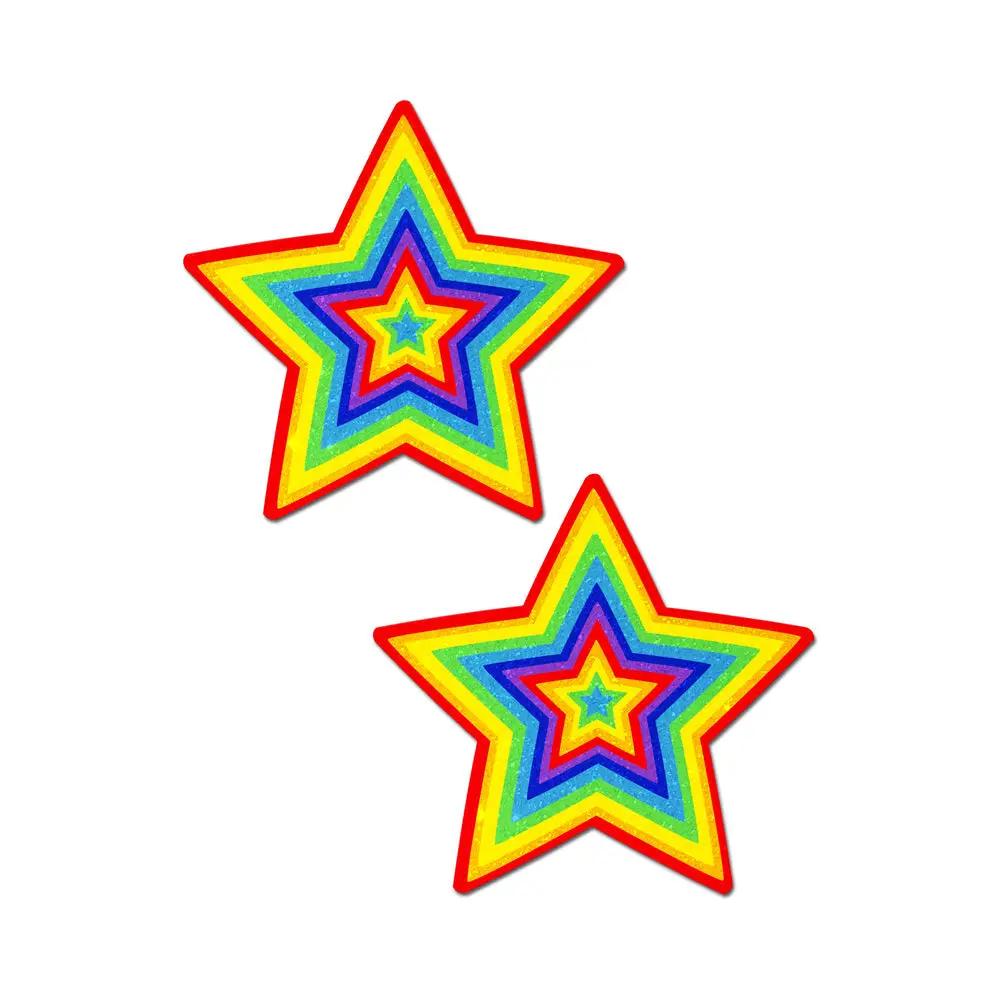 Pastease Glitter Pumping Star Pasties Rainbow by Pastease