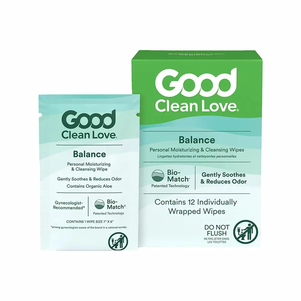 Good Clean Love Balance Personal Moisturizing & Cleansing Wipes 12-Pack by Good Clean Love
