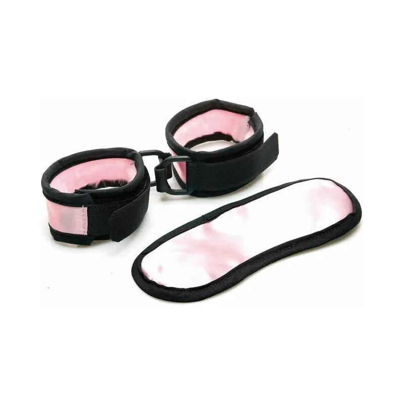 Sex Kitten Mask & Cuff Set Pink/Black by Foxtails