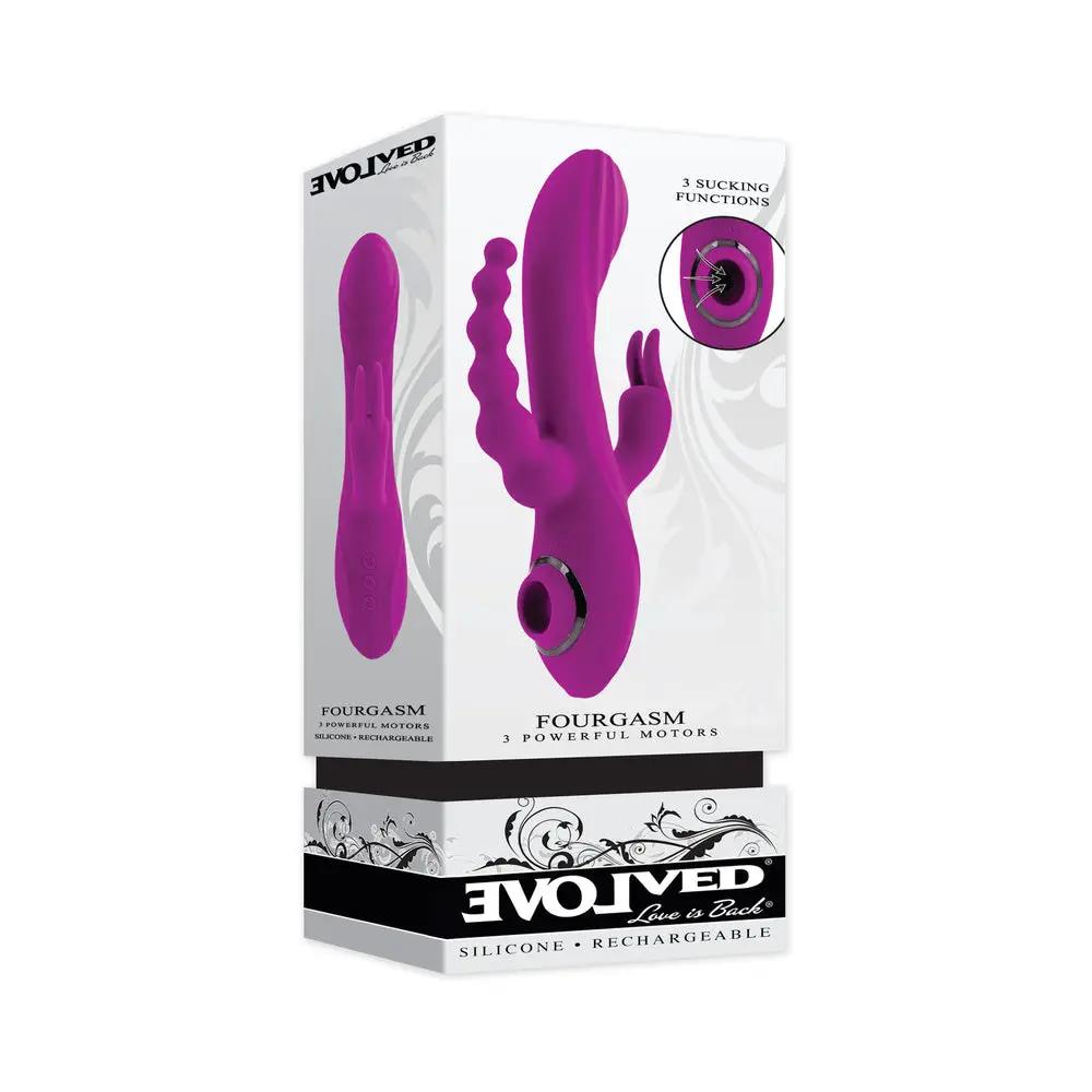 Evolved Fourgasm Rechargeable Triple Stim Vibe with Suction Silicone Purple by Evolved