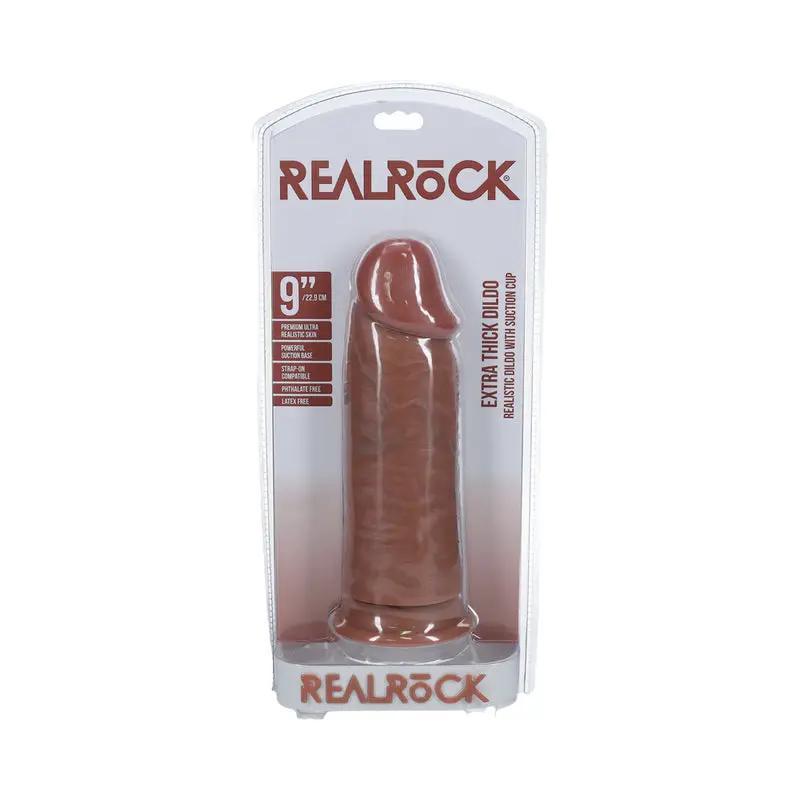 RealRock Extra Thick 9 in. Dildo Tan by Shots