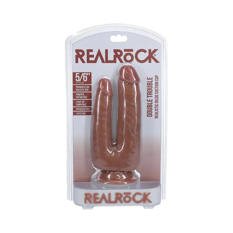 RealRock Double Trouble 5 in. / 6 in. Dildo Tan by Shots