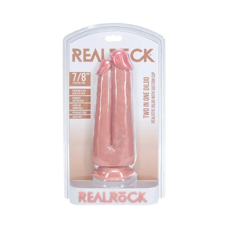 RealRock Two in One 7 in. / 8 in. Dildo Beige by Shots