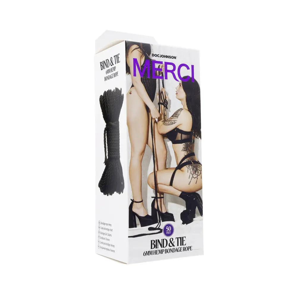 Merci Bind & Tie 6mm Hemp Bondage Rope 50 ' Black by Doc Johnson