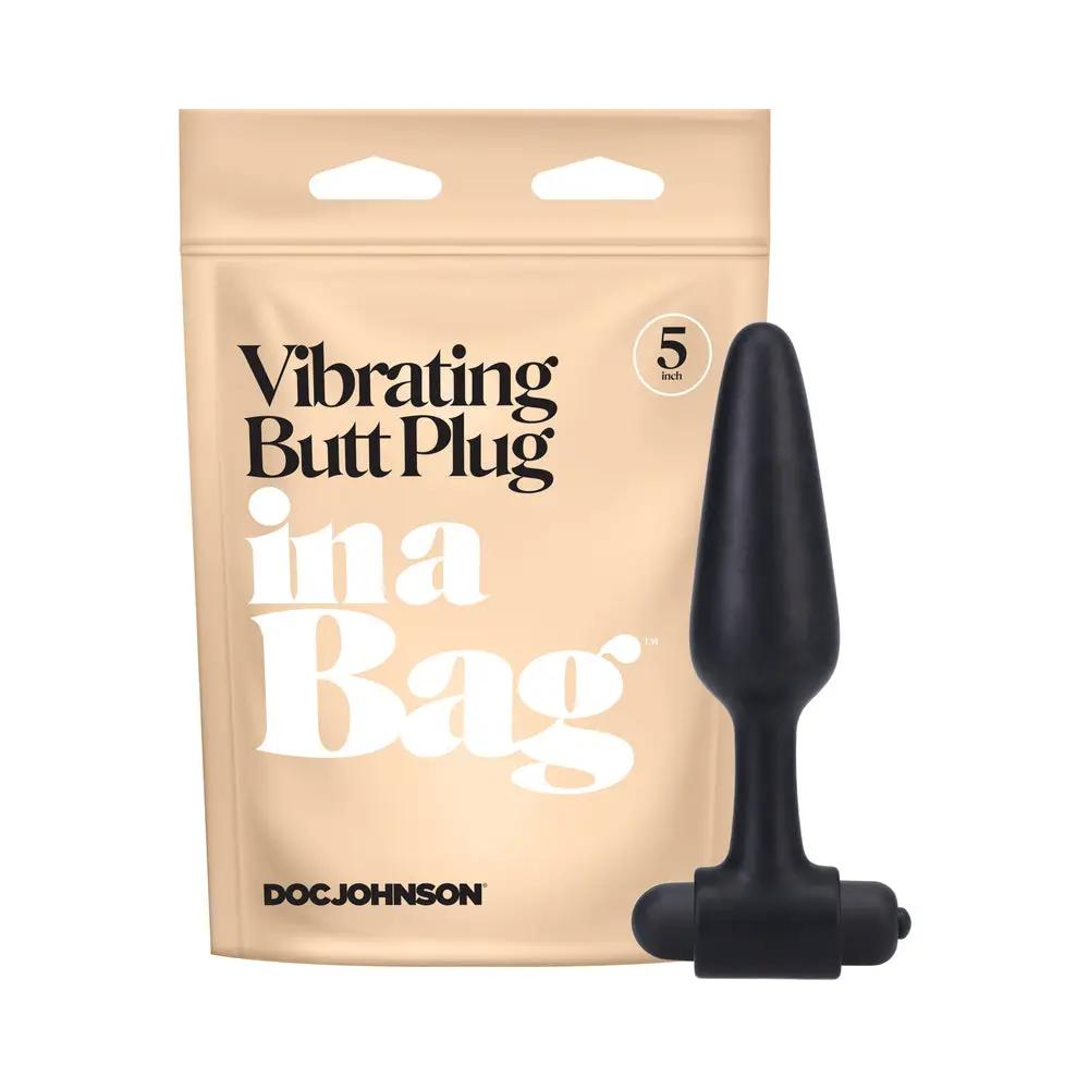 In A Bag Vibrating Butt Plug 5 in. Black by Doc Johnson