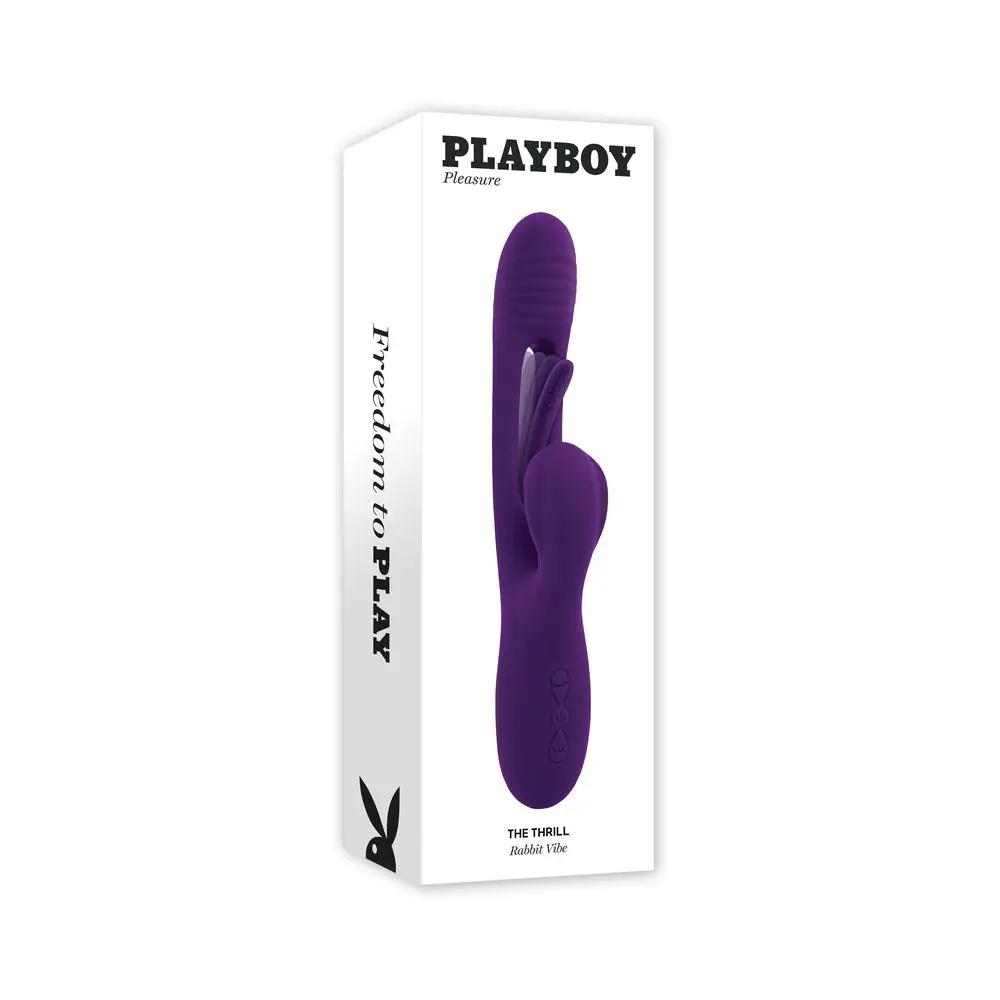 Playboy The Thrill Rechargeable Silicone Dual Stim Vibrator with Flapper Acai by Playboy