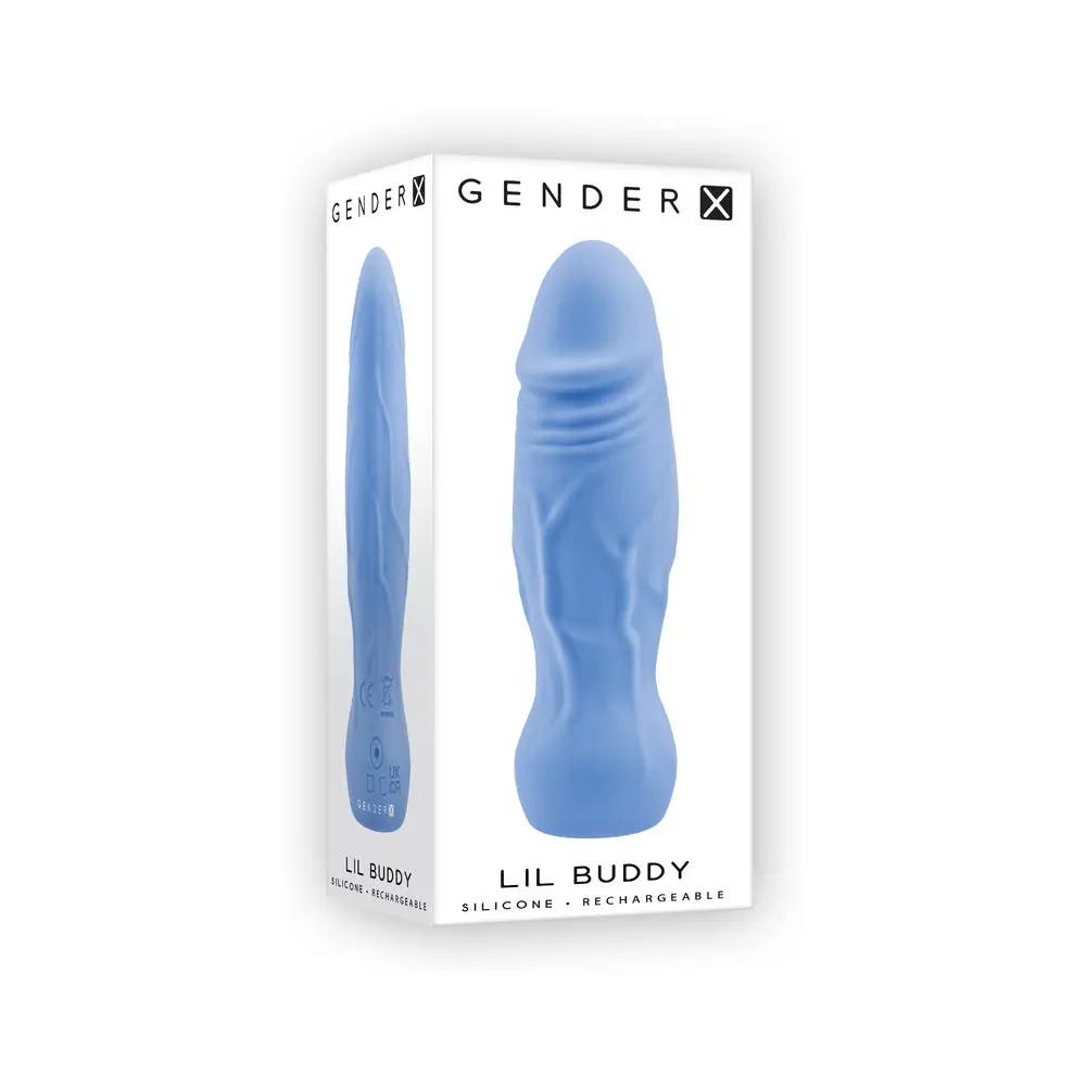 Gender X Lil Buddy Rechargeable Silicone Realistic Vibrator Blue by Gender X