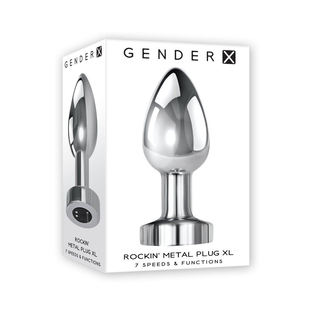 Gender X Rockin' Metal Plug XL Rechargeable Vibrating Anal Plug Aluminum Silver by Gender X
