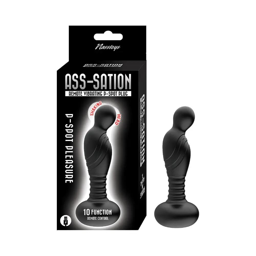 Ass-Sation Remote Vibrating P-Spot Plug Black by Nasstoys