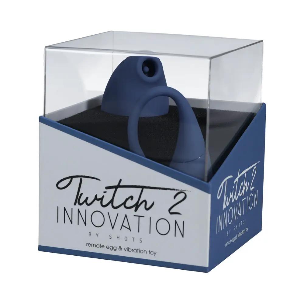 Twitch 2 Rechargeable Suction and Flapping Vibrator with Remote Control Vibrating Egg Blue/Grey by Shots