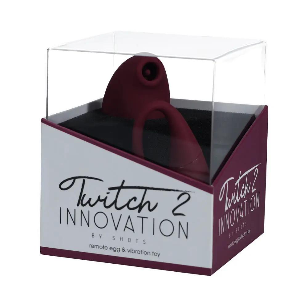 Twitch 2 Rechargeable Suction and Flapping Vibrator with Remote Control Vibrating Egg Burgundy by Shots
