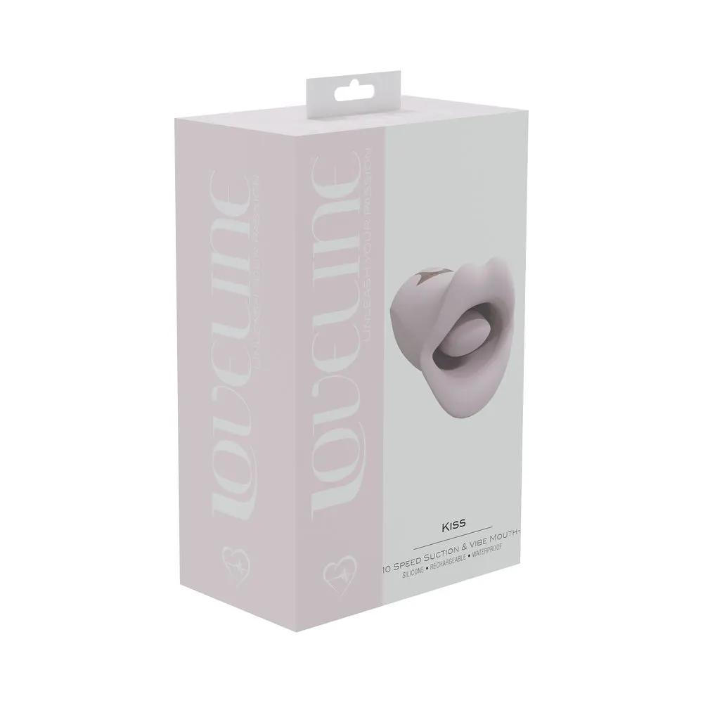 LoveLine Kiss 10 Speed Suction and Vibrating Mouth Silicone Rechargeable Waterproof Pink by Shots