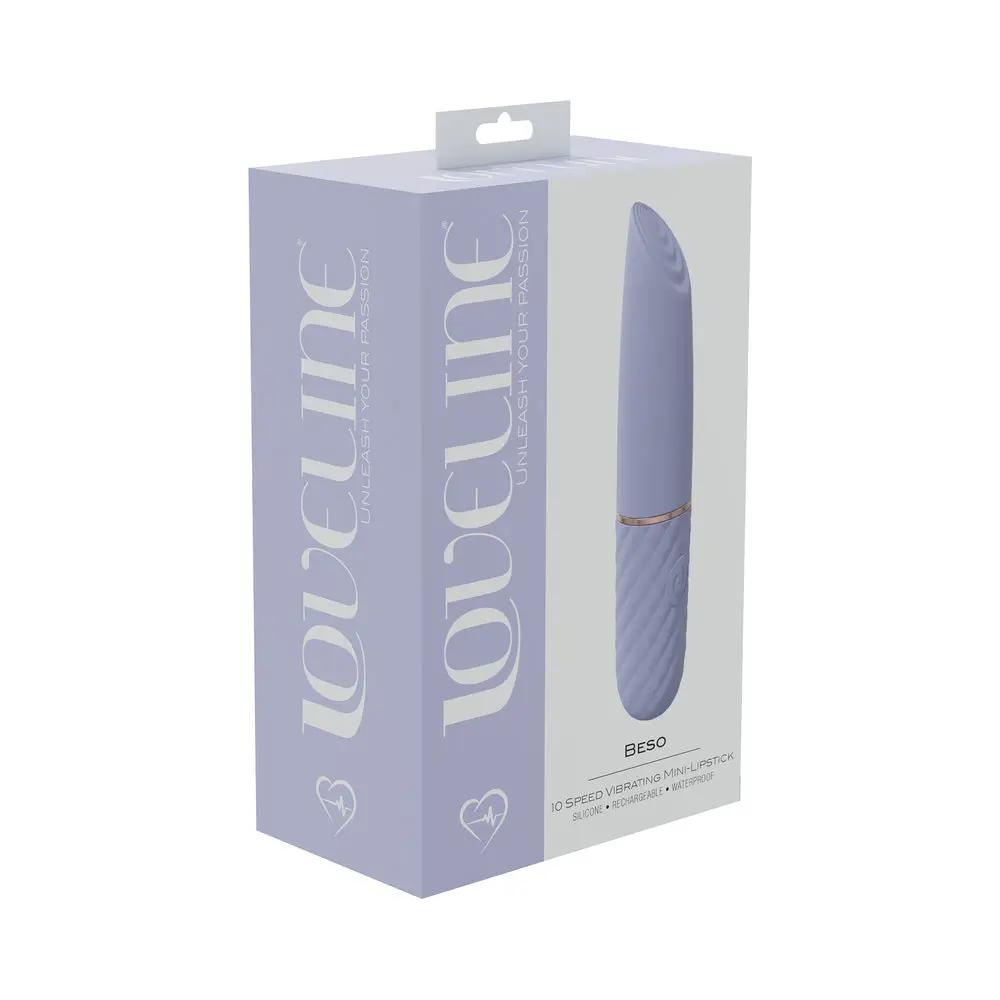 LoveLine Beso 10 Speed Vibrating Mini-Lipstick Silicone Rechargeable Waterproof Lavender by Shots