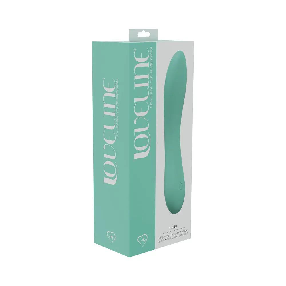 LoveLine Lust 10 Speed Flexible Vibe Sealed Silicone Rechargeable Submersible Green by Shots