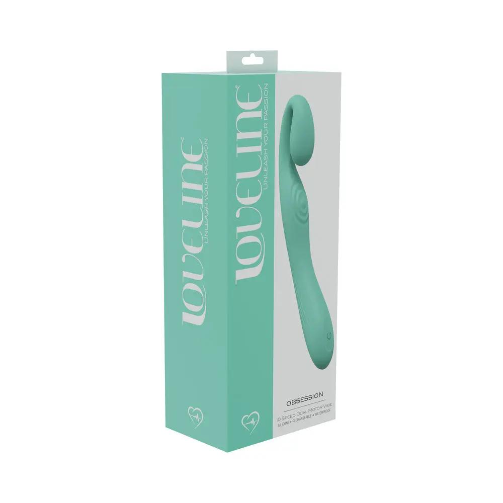 LoveLine Obsession 10 Speed Dual Motor Vibe Sealed Silicone Rechargeable Submersible Green by Shots