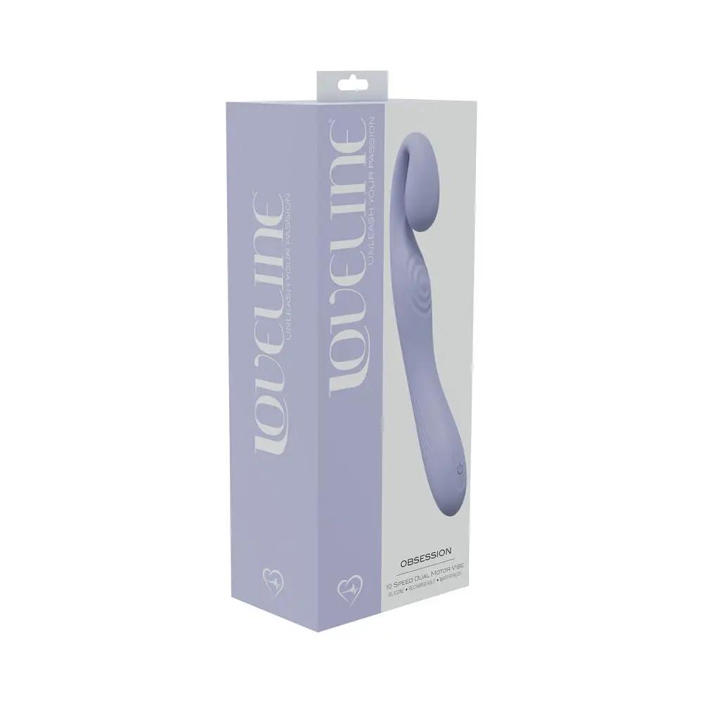 LoveLine Obsession 10 Speed Dual Motor Vibe Sealed Silicone Rechargeable Submersible Lavender by Shots