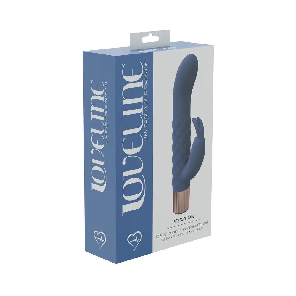 LoveLine Devotion 10 Speed Mini-Rabbit Silicone Rechargeable Waterproof Blue/Grey by Shots