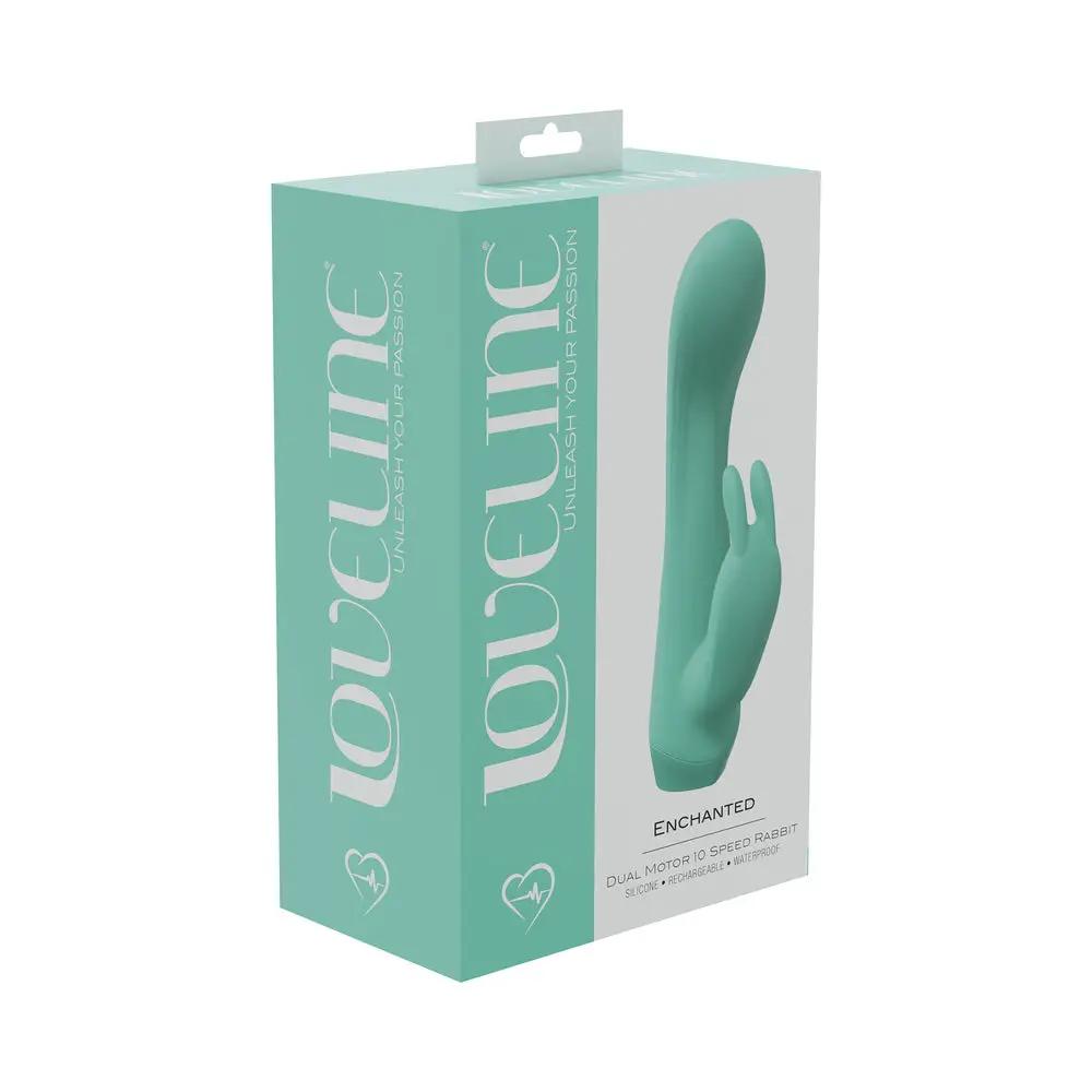 LoveLine Enchanted Dual Motor 10 Speed Rabbit Silicone Rechargeable Waterproof Green by Shots