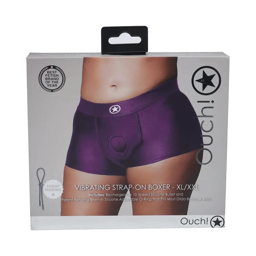 Ouch! Vibrating Strap-on Boxer Purple XL/XXL by Shots