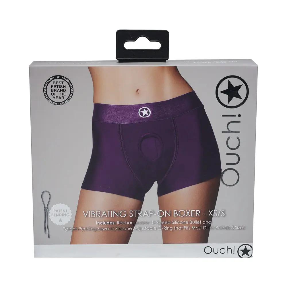 Ouch! Vibrating Strap-on Boxer Purple XS/S by Shots