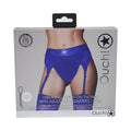 Ouch! Vibrating Strap-on Thong with Adjustable Garters Royal Blue XS/S by Shots