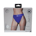 Ouch! Vibrating Strap-on Panty Harness with Open Royal Blue Black XS/S by Shots