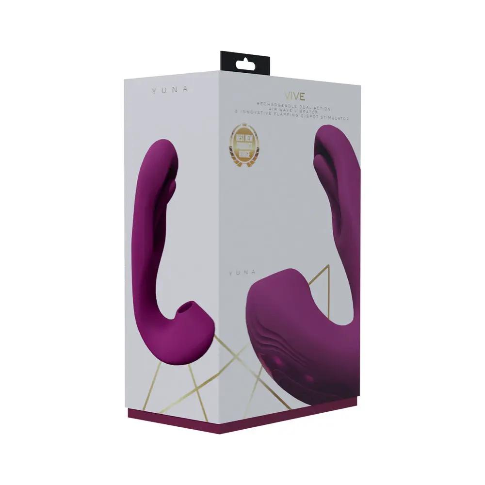 VIVE YUNA Rechargeable Dual Motor Airwave Vibrator with G-Spot Flapping Stimulator Pink by Shots