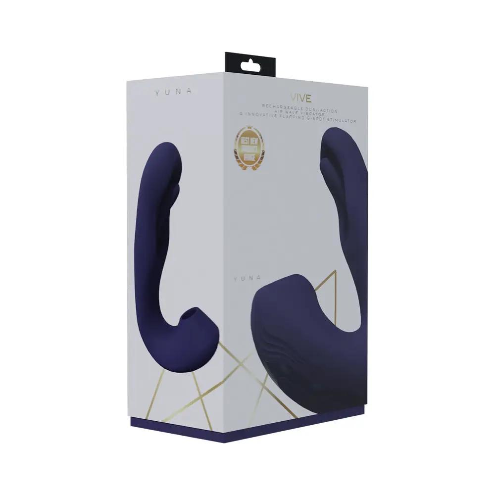 VIVE YUNA Rechargeable Dual Motor Airwave Vibrator with G-Spot Flapping Stimulator Purple by Shots