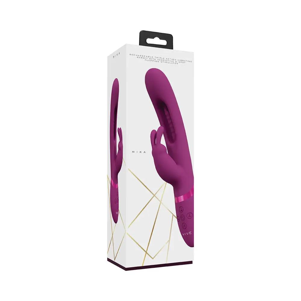VIVE MIKA Rechargeable Triple Motor Vibrating Rabbit with G-Spot Flapping Stimulator Pink by Shots