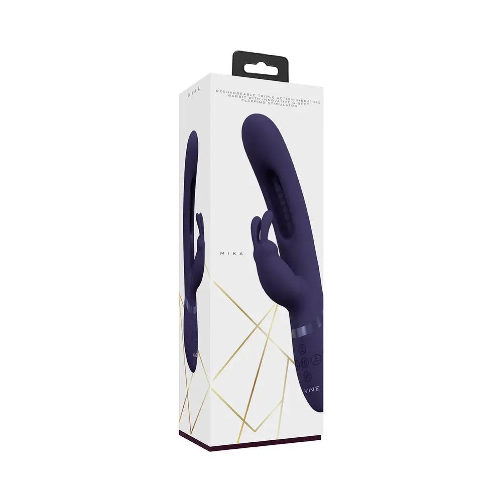 VIVE MIKA Rechargeable Triple Motor Vibrating Rabbit with G-Spot Flapping Stimulator Purple by Shots