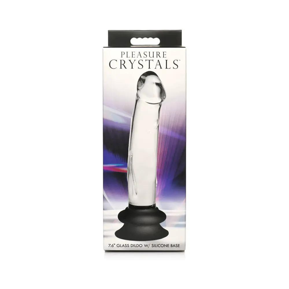 Pleasure Crystals 7.6 in. Glass Dildo with Silicone Base by Curve Novelties