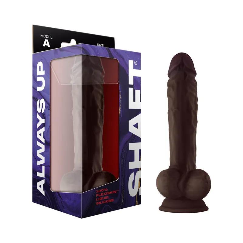 Shaft Model A: 10.5 in. Dual Density Silicone Dildo with Balls Mahogany by Shaft