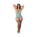 Magic Silk Soft Petals Bralette, Waist Cincher and Panty Set Aqua Queen Size by Magic Silk