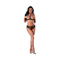 Magic Silk Soft Petals Cupless Bra and Split Crotch Panty Set Black S/M by Magic Silk