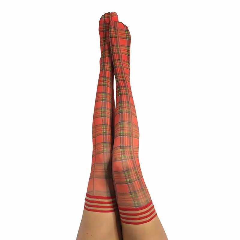 Kixies Grace Plaid Thigh-High Red Size A by Kixies