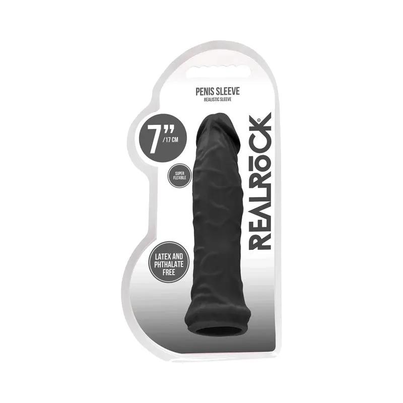 RealRock Skin 6 in. Penis Extender Sleeve Black by Shots