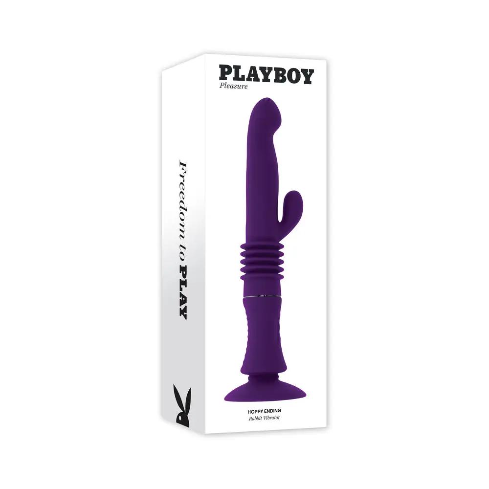 Playboy Hoppy Ending Rechargeable Silicone Thrusting Rabbit Vibrator Acai by Playboy