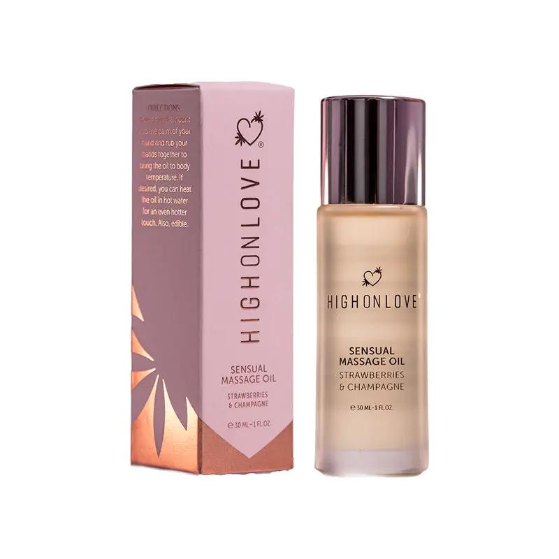 HighOnLove Mini Massage Oil Strawberries & Champagne 1 oz. by HighOnLove
