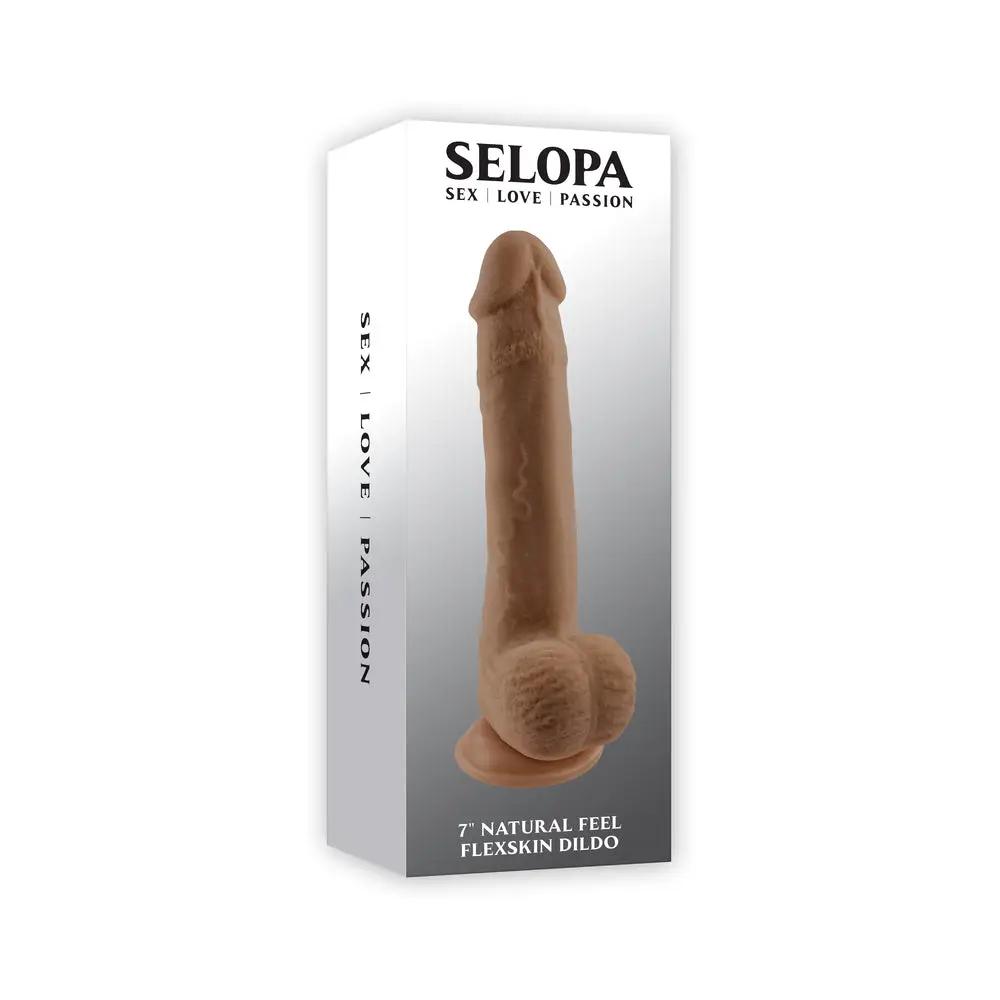 Selopa Natural Feel Flexskin Bendable Dildo with Moving Material 7 in. Dark by Selopa