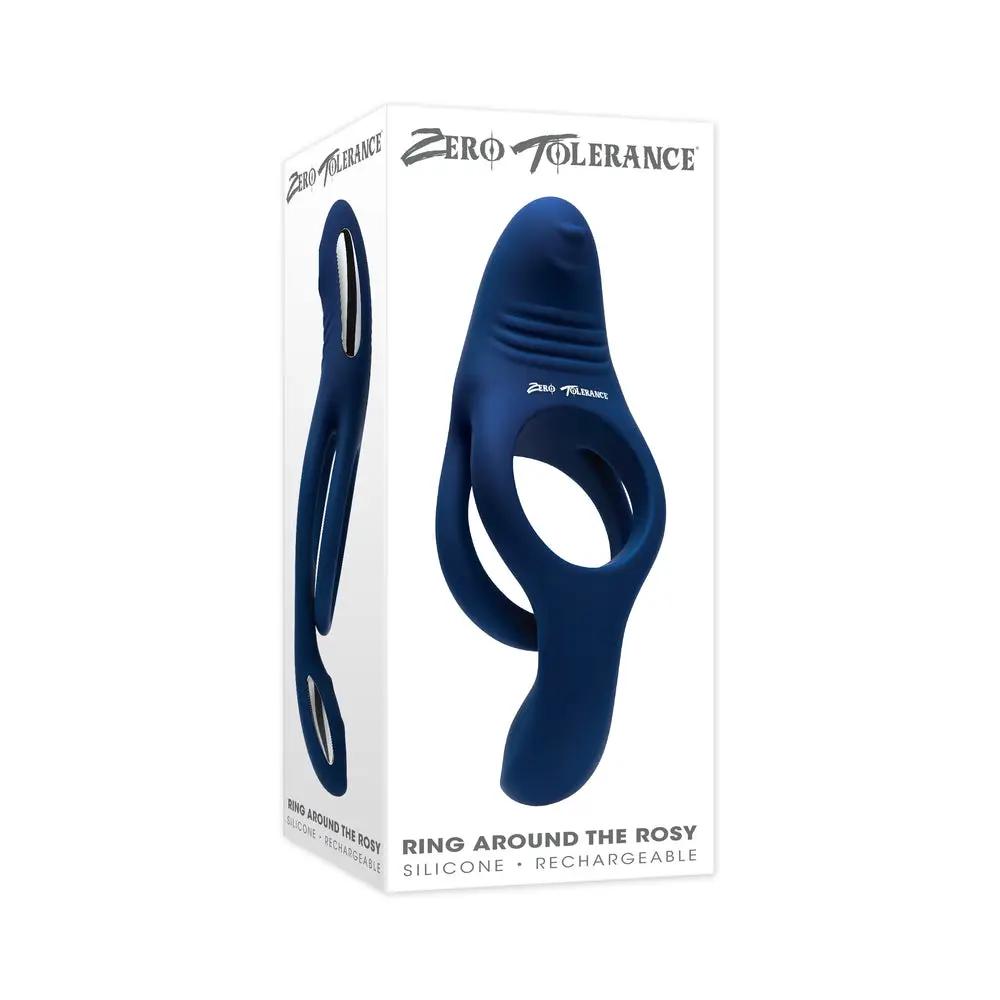 Zero Tolerance Ring Around the Rosy Rechargeable Vibrating Dual C-Ring Silicone Blue by Zero Tolerance