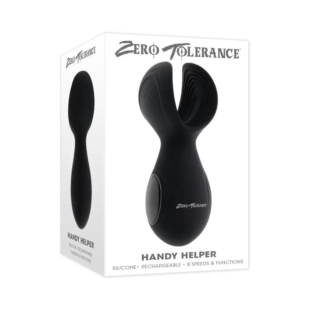 Zero Tolerance Handy Helper Rechargeable Vibrating Stroker Silicone Black by Zero Tolerance