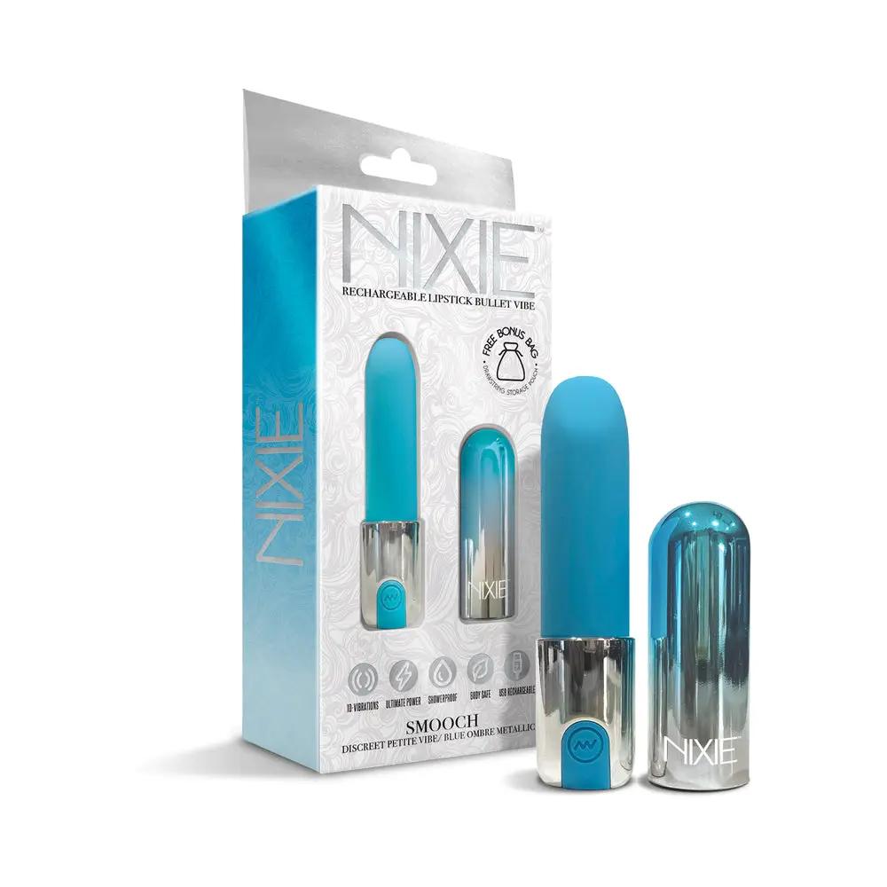Nixie Smooch Rechargeable Lipstick Vibrator Blue Ombre by Global Novelties