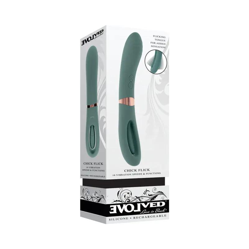 Evolved Chick Flick Rechargeable Vibrator with Flicker Silicone Mint by Evolved