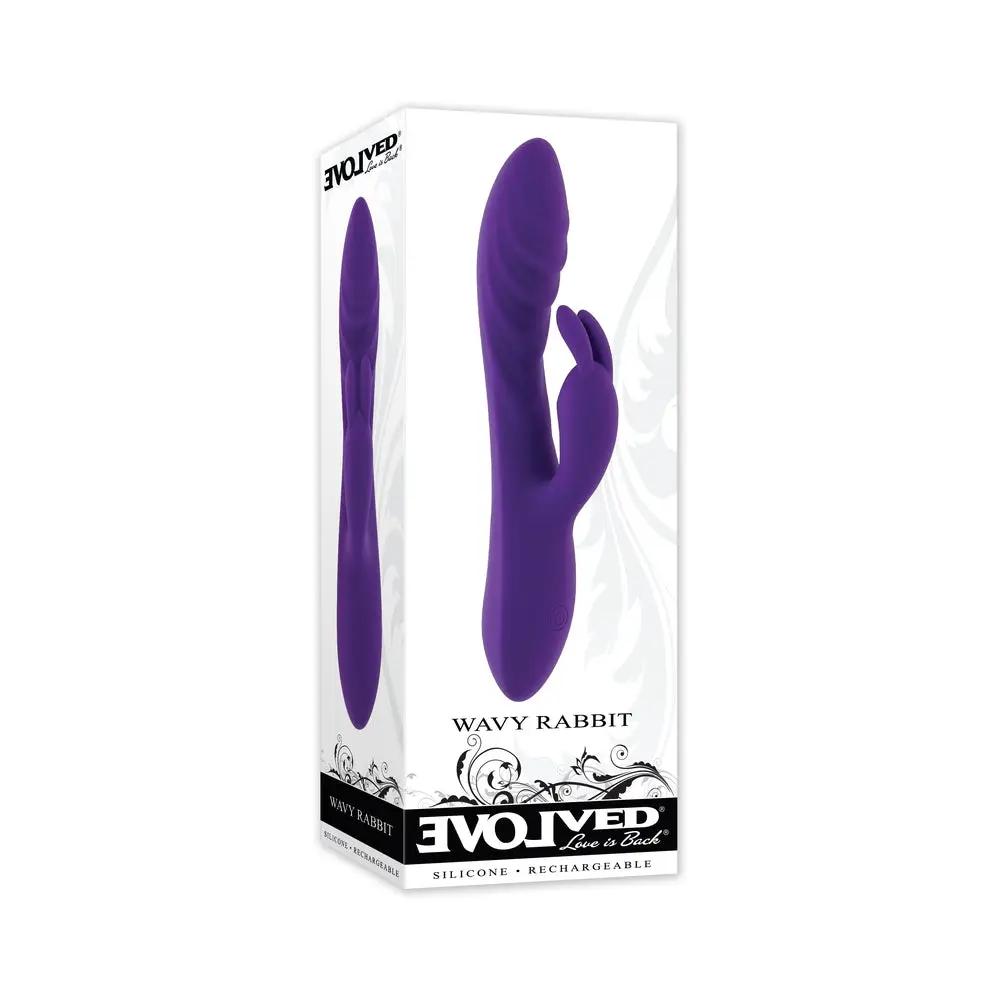 Evolved Wavy Rabbit Rechargeable Dual Stimulator Silicone Purple by Evolved