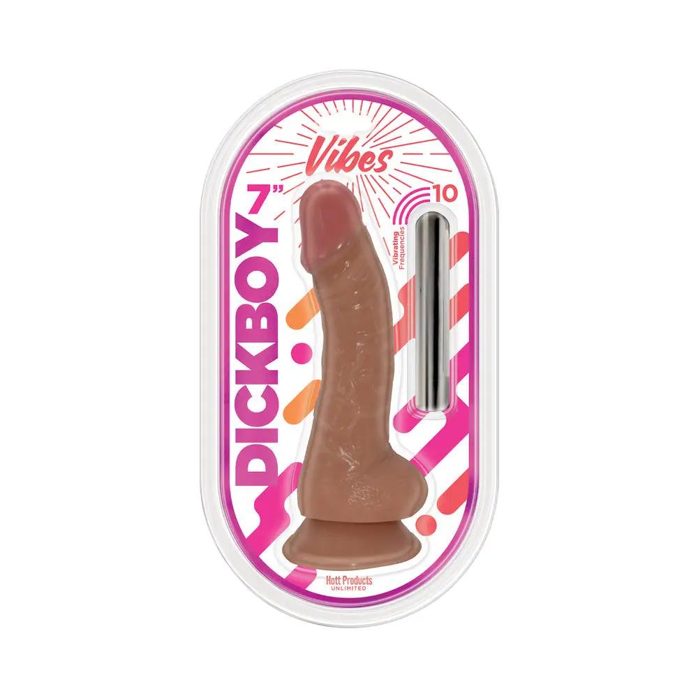 Dickboy Vibes 7 in. Dildo with Rechargeable Bullet Caramel by Hott Products