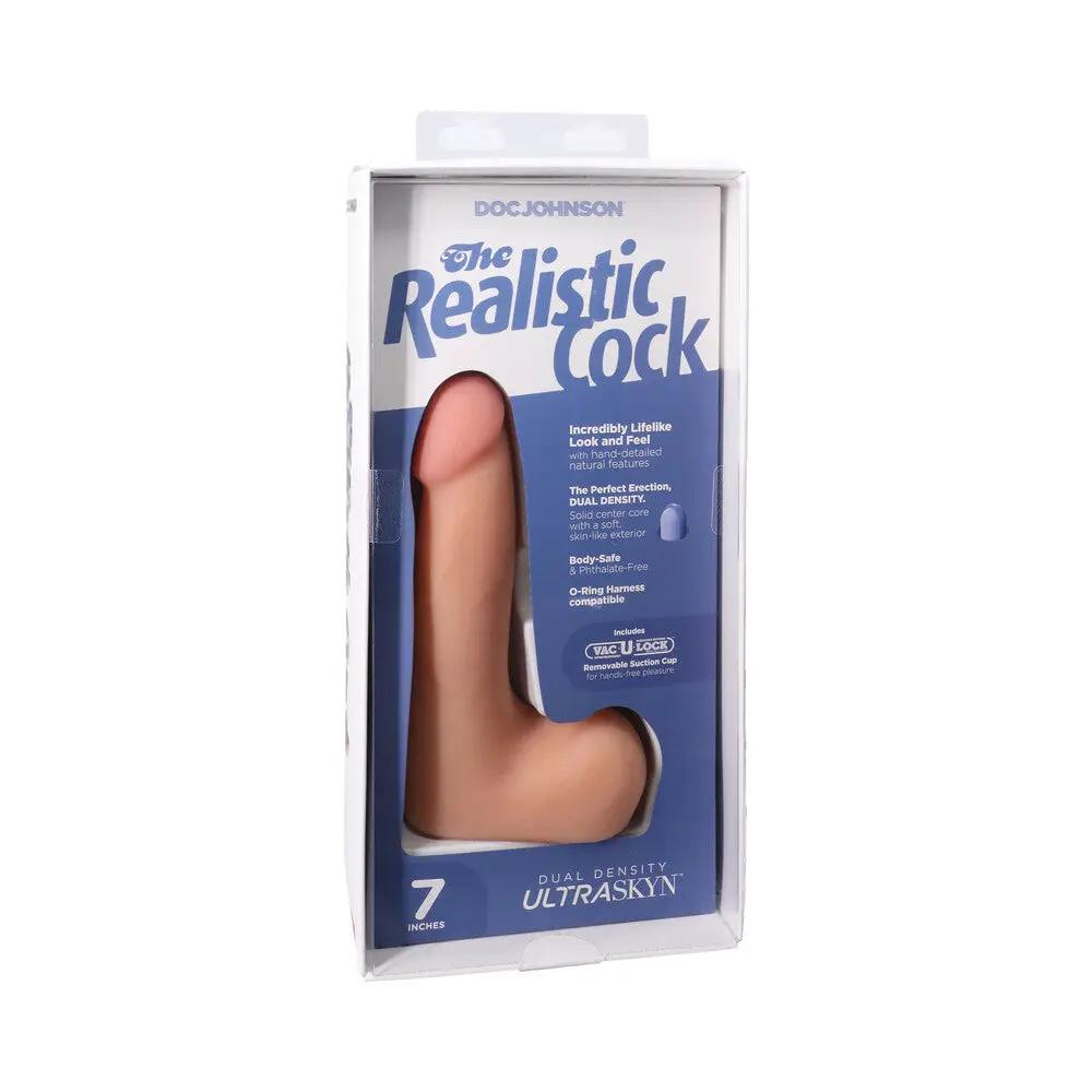 The Realistic Cock 7 in. ULTRASKYN Vac-U-Lock Dildo with Balls Vanilla by Doc Johnson