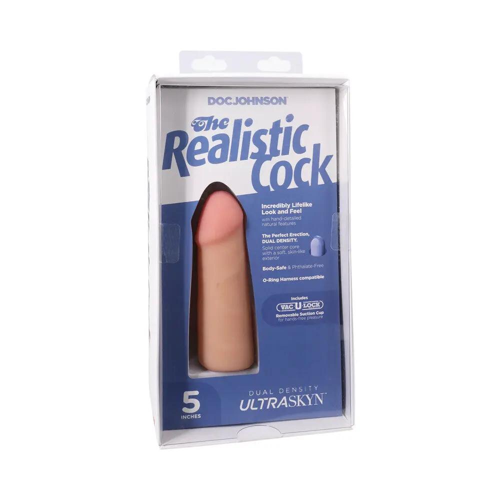 The Realistic Cock 5 in. ULTRASKYN Vac-U-Lock Dildo Vanilla by Doc Johnson
