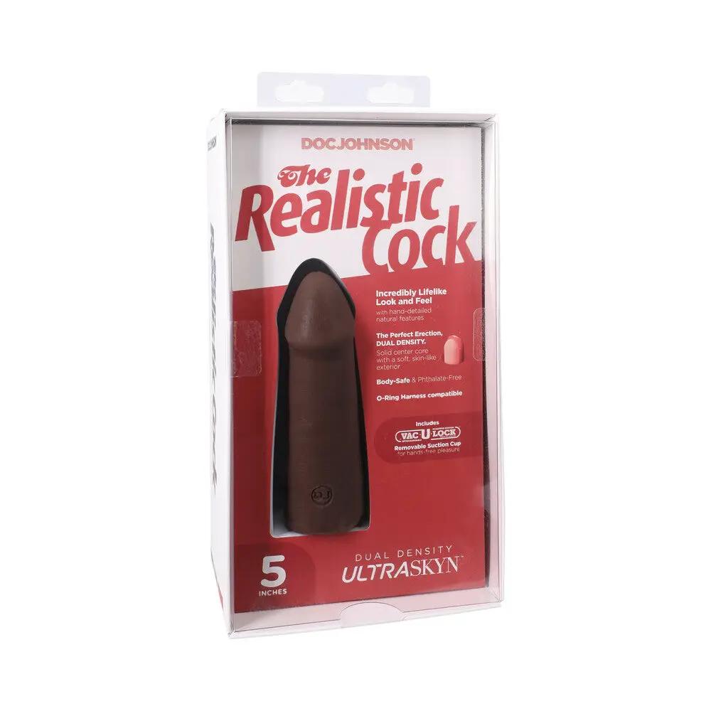 The Realistic Cock 5 in. ULTRASKYN Vac-U-Lock Dildo Chocolate by Doc Johnson